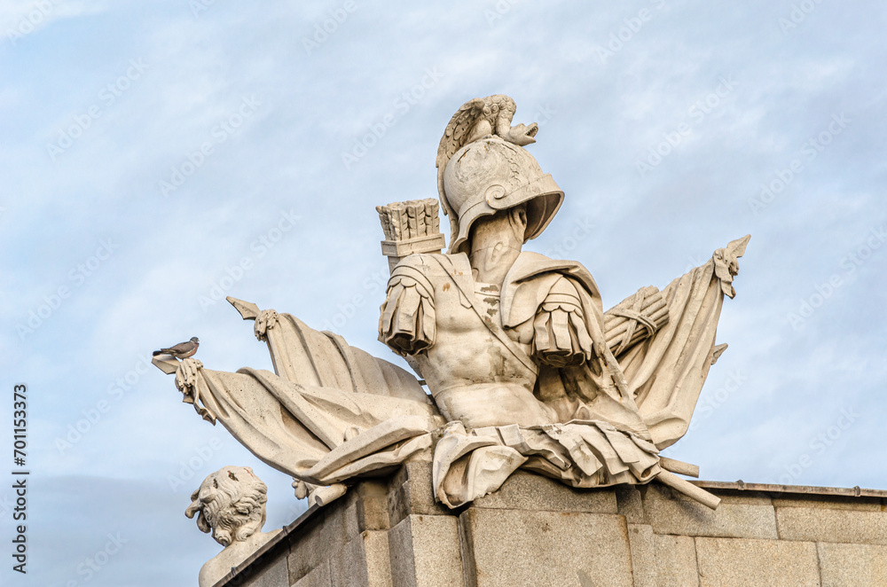 Architectural detail of the Puerta de Alcala in Madrid, Spain