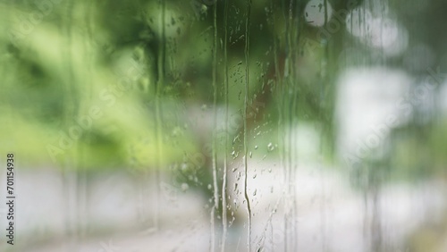 rain drops on the window of the rain