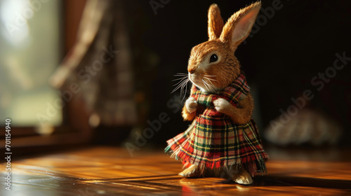 Witty Rabbit in Tartan Kilt Graphic photo