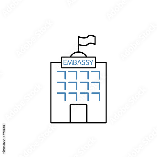 embassy concept line icon. Simple element illustration. embassy concept outline symbol design.