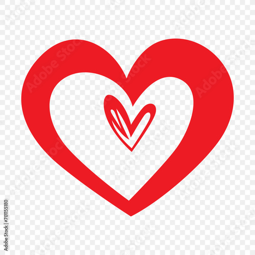 Heart red icon silhouette style isolated on the white background. Valentine's Day concept. Ready to apply to your design. Vector illustration.