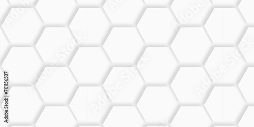 Seamless pattern with hexagonal white and gray technology line paper background. Hexagonal vector grid tile and mosaic structure mess cell. white and gray hexagon honeycomb geometric copy space.