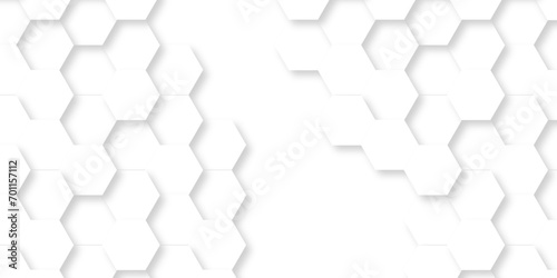 Fototapeta Naklejka Na Ścianę i Meble -  Seamless pattern with hexagonal white and gray technology line paper background. Hexagonal 3d vector grid tile and mosaic structure mess cell. white and gray hexagon honeycomb geometric copy space.