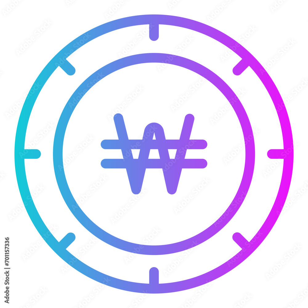 South Korean Won Gradient Icon Design Vector South Korean Won Gradient Icon Design Vector