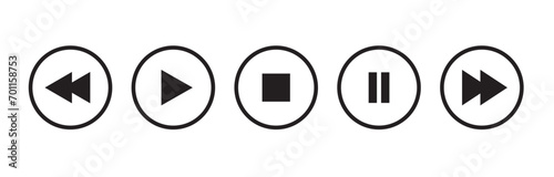 Arrow. Forward. Back. Stop. Play. Start button. Reload. Button. Video audio player. Logo image. Vector icon. Button. EPS. JPG. PNG. SVG
