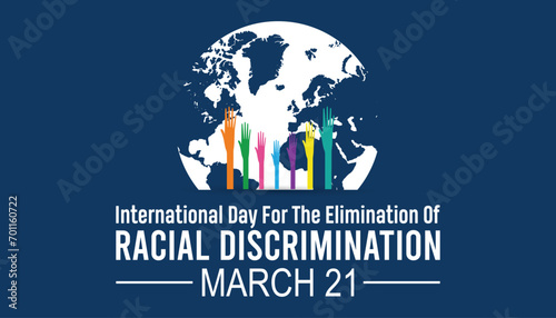 International Day for the Elimination of Racial Discrimination is observed every year in March. Holiday, poster, card and background vector illustration design.