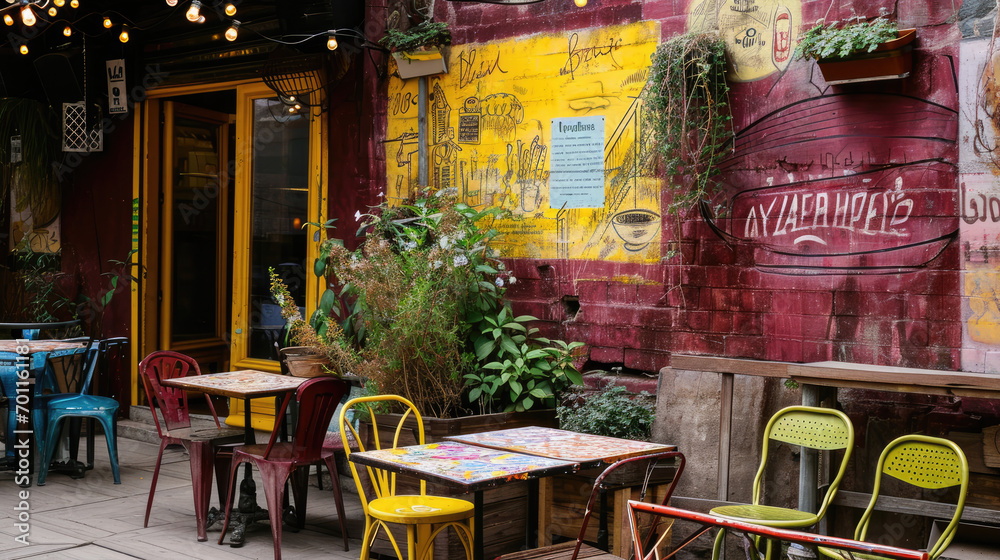 Obraz premium Burgundy Cafe Stencil: Aromatic Art