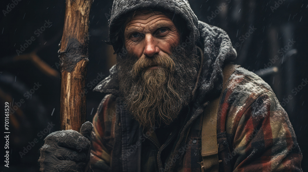Bearded man. Lumberjack close up portrait