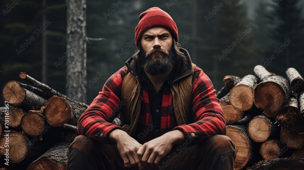 Obraz premium Bearded man. Lumberjack close up portrait