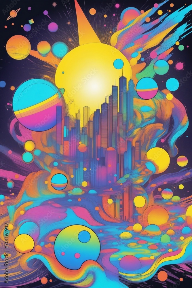 Trendy and avant-garde acidic design art poster Trendy and avant-garde acidic design art poster