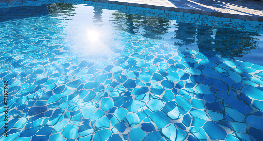 blue pool with sun lights