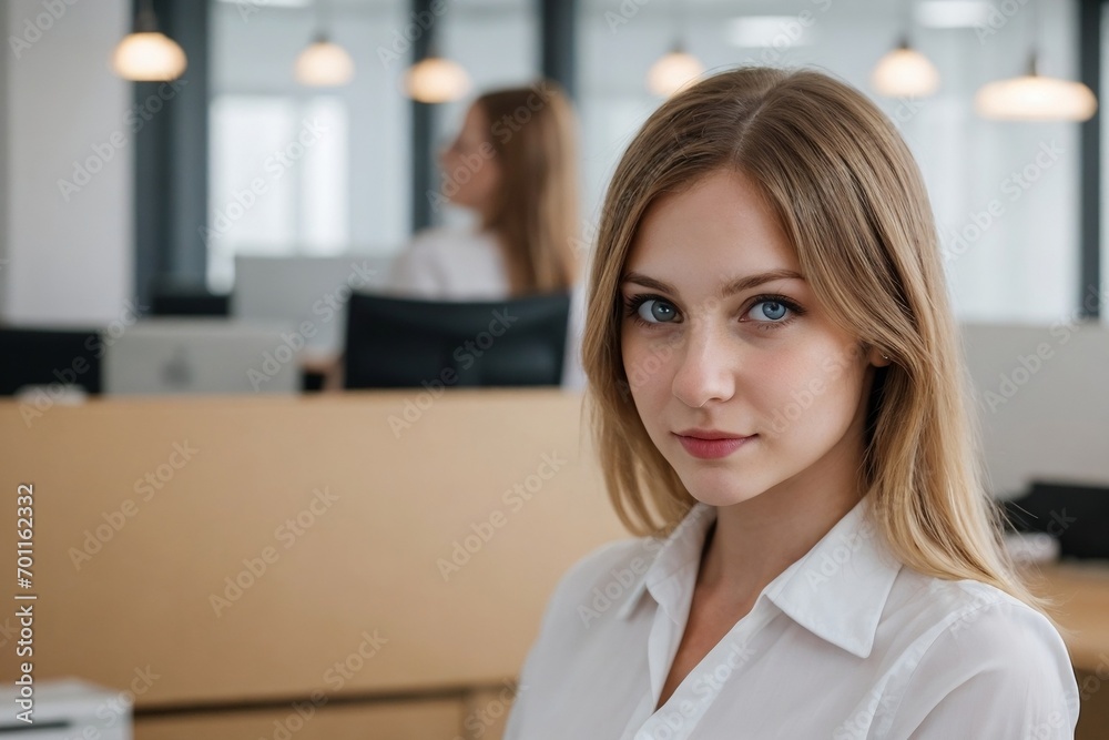 Portrait of a beautiful young businesswoman against blurred office with copy space. Portrait of a beautiful young businesswoman against blurred office with copy space.