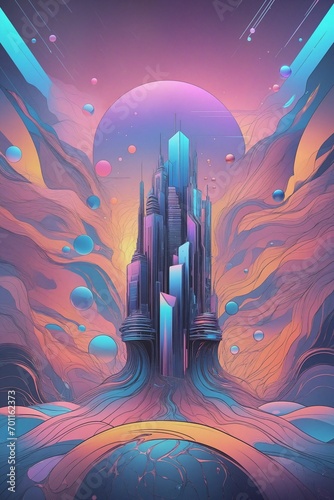 Trendy and avant-garde acidic design art poster