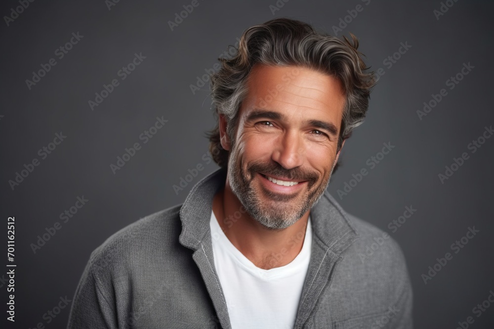 Portrait of a handsome mature man smiling and looking at camera.