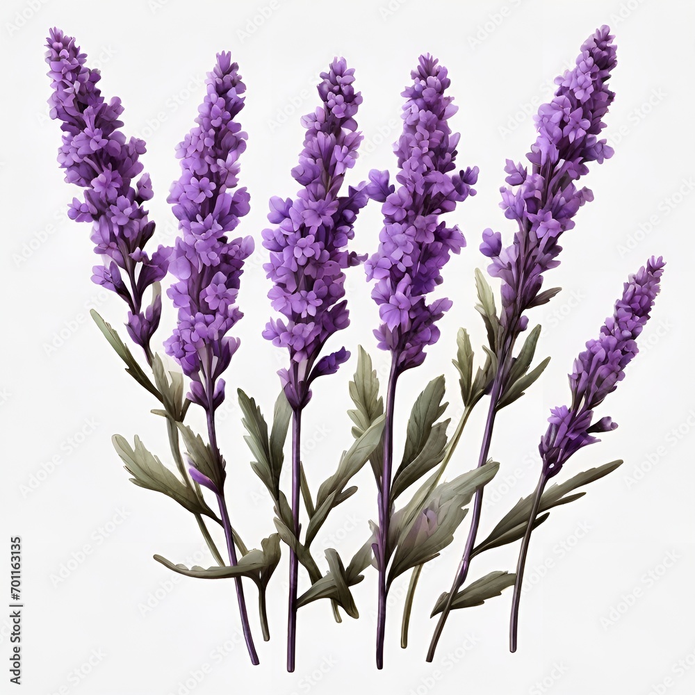 Obraz premium lavender flowers isolated on white,purple,nature,plant,garden,spring,flowers,Ai generated 