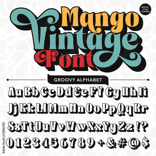 Black and white Mango vintage typography retro Font template