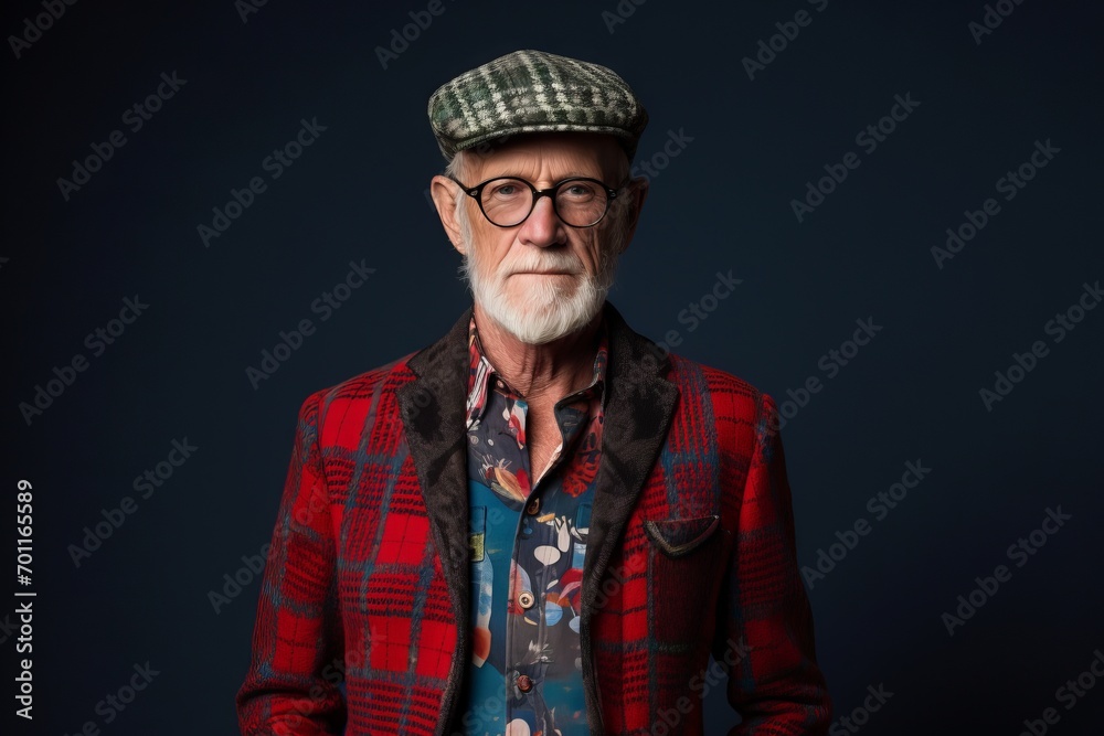 Portrait of a senior hipster man with beard and glasses. Portrait of a senior hipster man with beard and glasses.