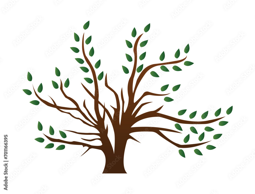 Simple tree decor silhouette vector image. tree logo.