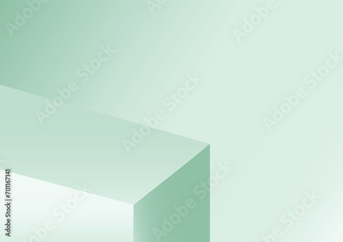 green podium in the room on teal background vector geometric platform illustration for product display presentation.