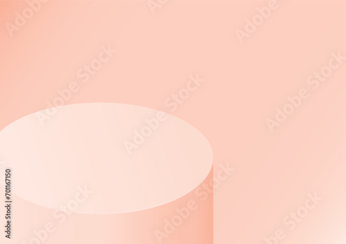 pink podium in the room on peach background vector geometric platform illustration for product display presentation.