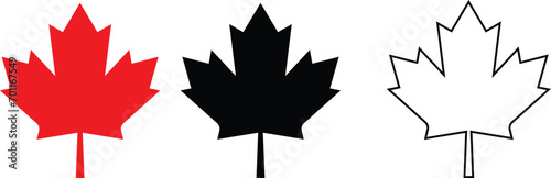 Maple leaf vector icon set. Maple leaf vector . Canada symbol maple leaf clip art. Red , black maple leaf. Canada flag. silhouettes , isolated on transparent background, used for mobile, app, logo,
