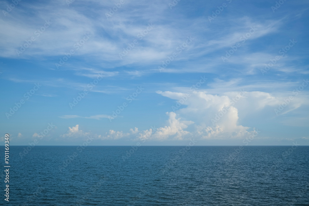 Seascape with sky and white clouds