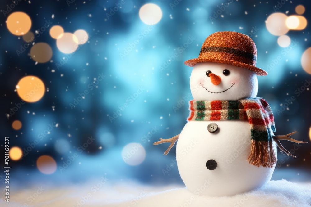 snowman with bokeh background