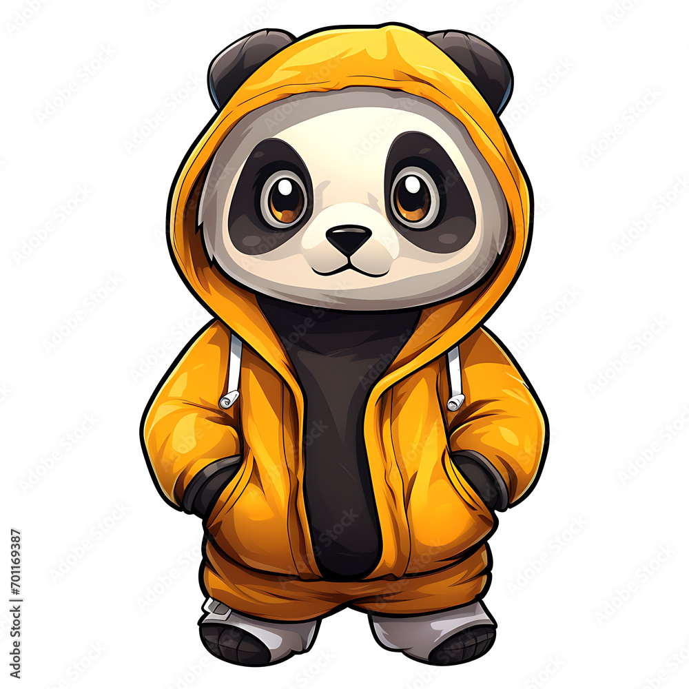 Fototapeta premium cute panda wearing hoodie clipart kids illustration with transparent background