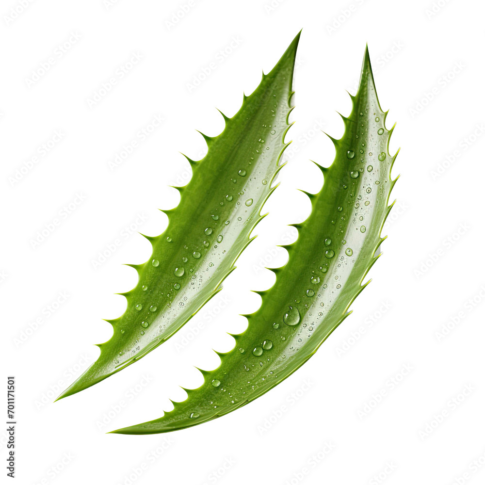 Two leaves of aloe vera on a white isolated background Two leaves of aloe vera on a white isolated background