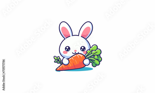 rabbit eat carrot vector illustration mascot design