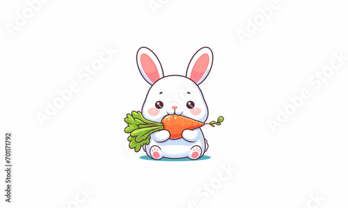 rabbit eat carrot vector illustration mascot design