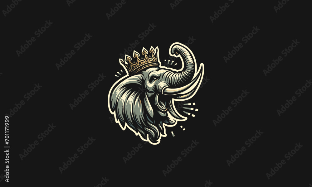 head elephant wearing crown vector illustration logo flat design head elephant wearing crown vector illustration logo flat design