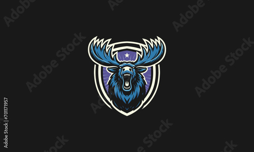 head moose with shield vector mascot design