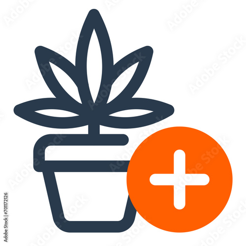 Cultivated Cannabis Plant Icon for Organic Medicinal Source