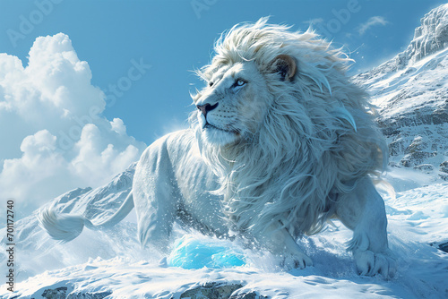 illustration of a lion in the snow photo