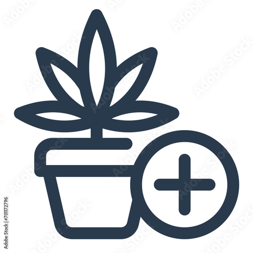 Cultivated Cannabis Plant Icon for Organic Medicinal Source