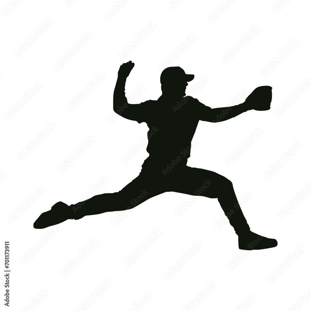 Baseball Pitcher Player Silhouette Stylized Posed Vector