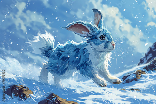 illustration of a bunny in the snow photo