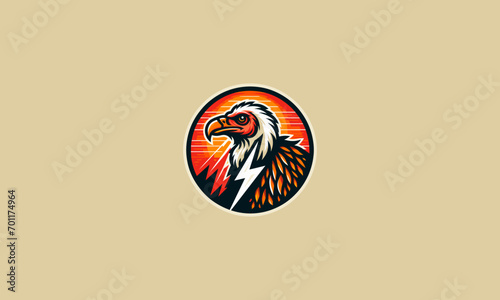 head vulture and lightning vector logo flat design