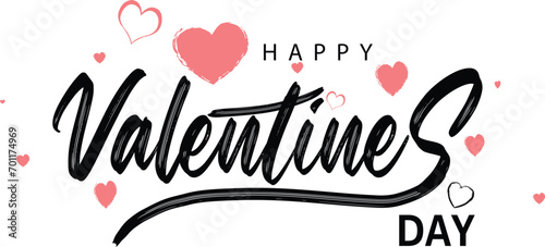 Happy Valentines Day typography in handwritten, Happy Valentines Day typography poster with handwritten calligraphy text, isolated on white background