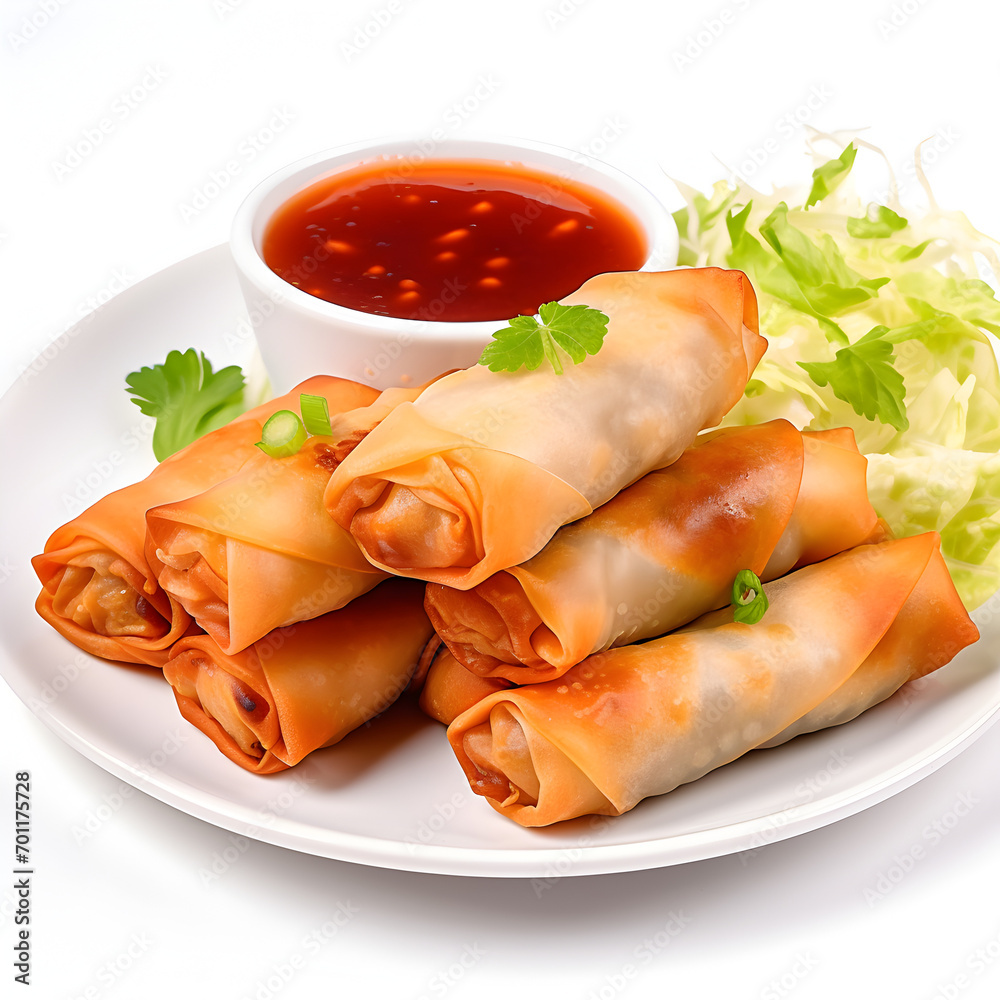 Spring Rolls with chili dipping sauce Spring Rolls with chili dipping sauce