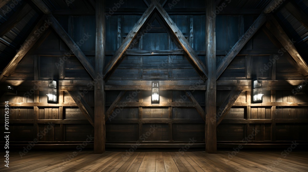 Empty log cabin - Wall lighting - design and decor. - stylish interior