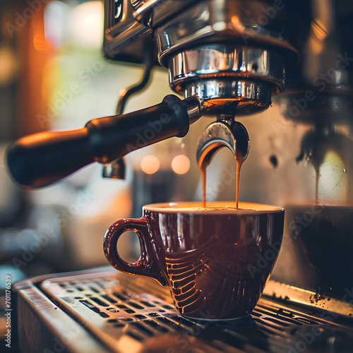 Fotografia Expresso machine making coffee in the morning
