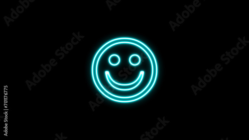 Glowing neon line happy smile icon isolated on black background. Emoticon face. neon emoticon icon. smiley face neon icon.