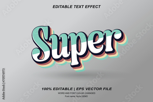 Super social media banner text style effect 3d editable vector design