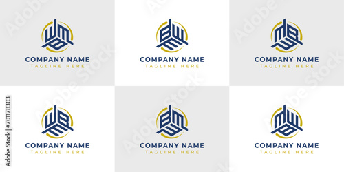 Letter WBM, WMB, BMW, BWM, MWB, MBW Hexagonal Technology Logo Set. Suitable for any business