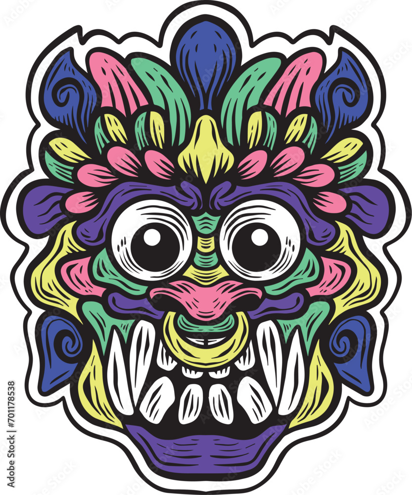 Barong Mask culture Devil mask with color style