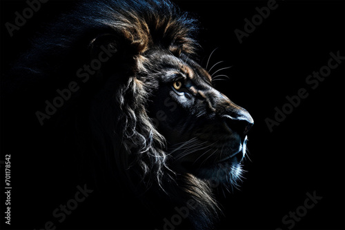 illustration of a lion in the dark