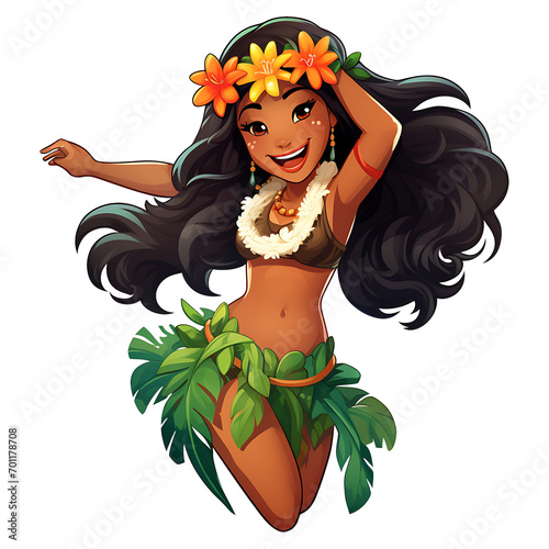 cute hawaii lady smiling clipart kids illustration with transparent background