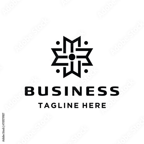 Rotating Initial Letter M W with Simple Line Art Style For Business Brand Inspiration Logo Design Template.